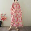 V-neck Retro Long Skirt Cotton Linen Dress for Women