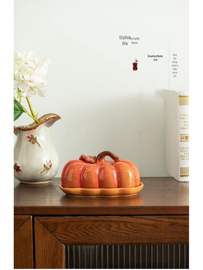 Su's Pumpkin Ceramic Dish for Bread, Cake, Candy, and Snack Servings