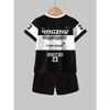 Boys' Set of Fashionable 3D Printed Casual Pullover, Short Sleeved Shorts, T Sports Shirt, Boys' Outdoor T-shirt Shorts Set