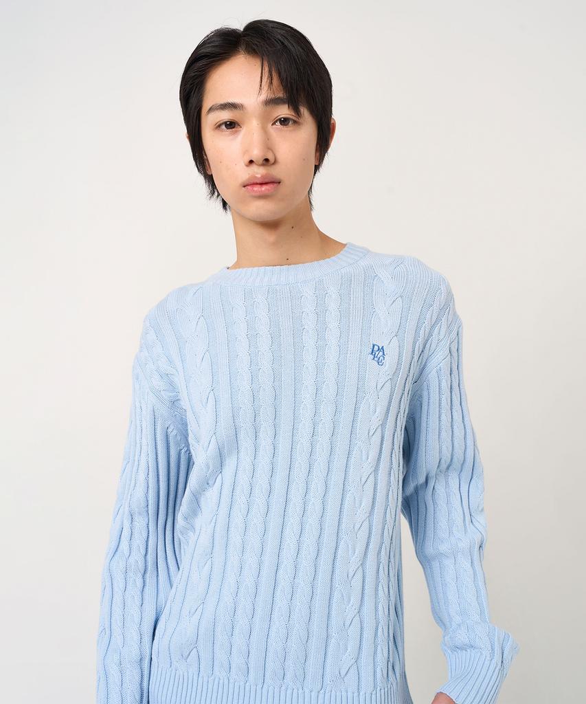 PLAC Cable Crop Knit Blue