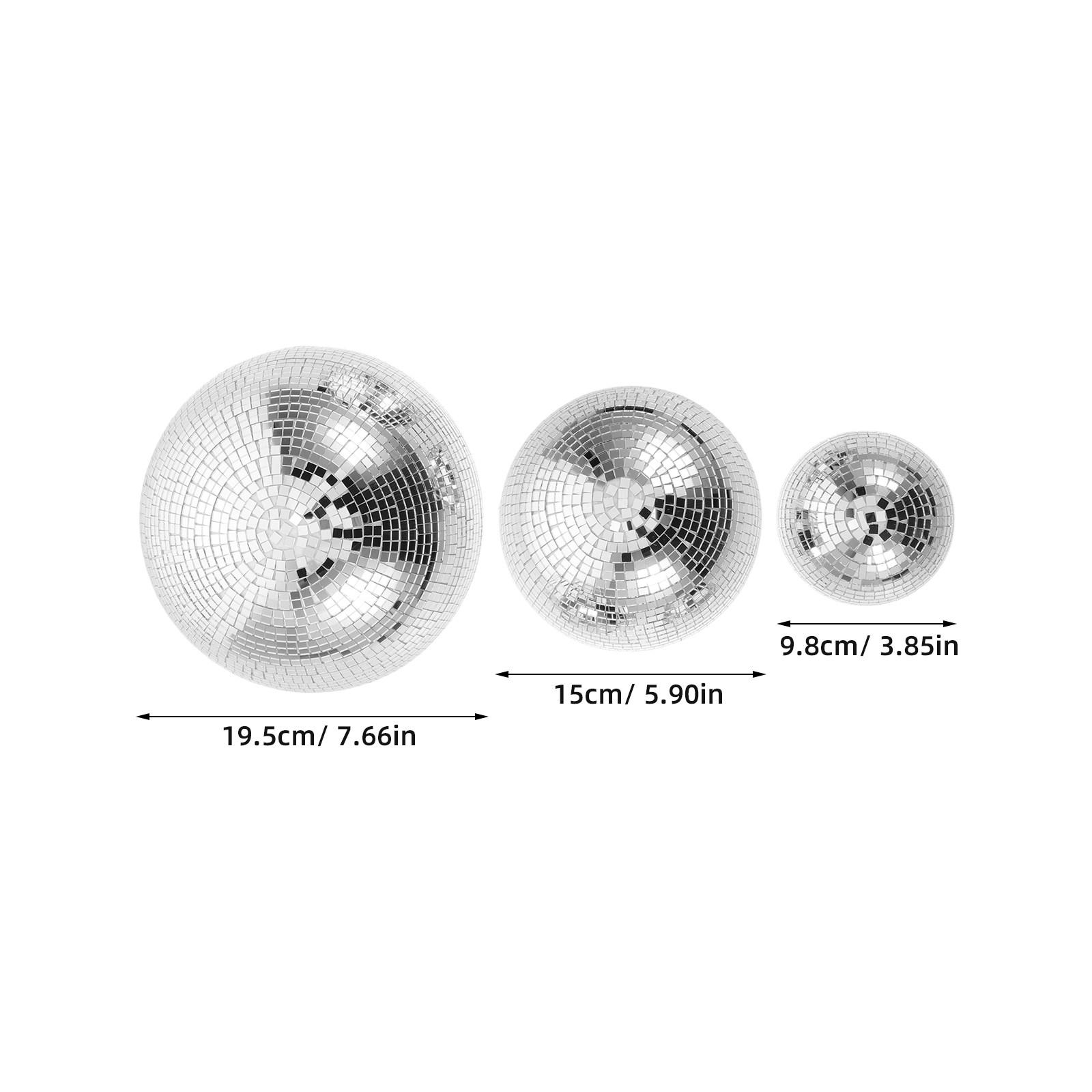 3 Stück Klebende Spiegel Discokugeln Glas Reflektierende Hemisphäre Halbkugel für Discoparty Hochzeit 80er Geburtstag Bühnenrequisiten silber