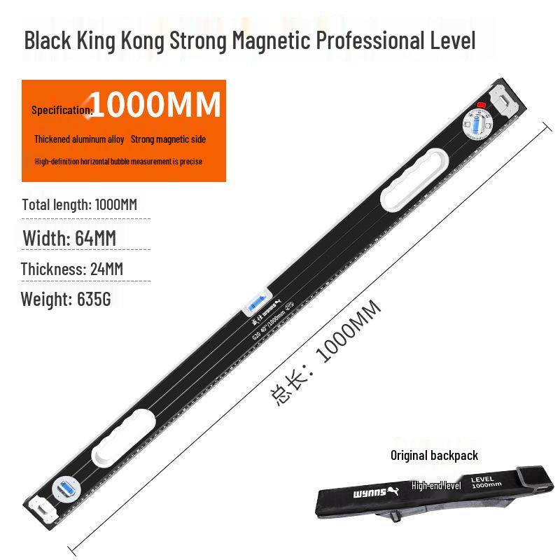 High Precision Spirit Level with Angle Inclination Balance, Vertical & Horizontal Measuring Rangefinder, Strong Magnet