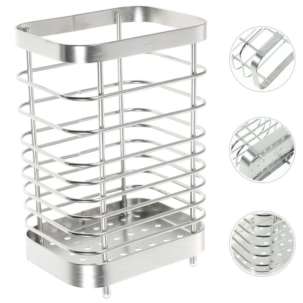 Stainless Flatware Cutlery Storage Box Utensil Holder Rack Metal Spoon Kitchen Tool