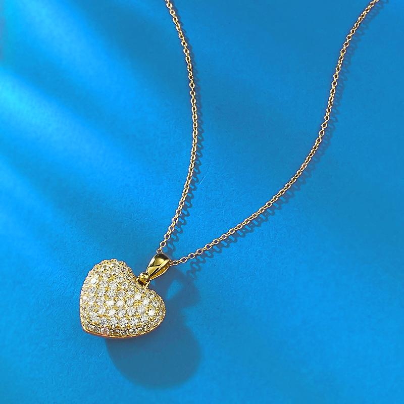 Lulu Tong S925 Sterling Silver Gold-Plated Filigree Diamond Heart Pendant Necklace