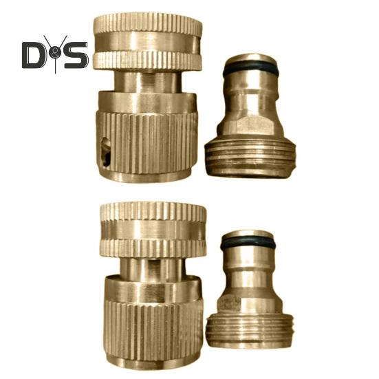Adaptador de mangueira de jardim de bronze, conector rápido masculino e feminino, à prova de ferrugem, resistente à corrosão, conector de encaixe de mangueira