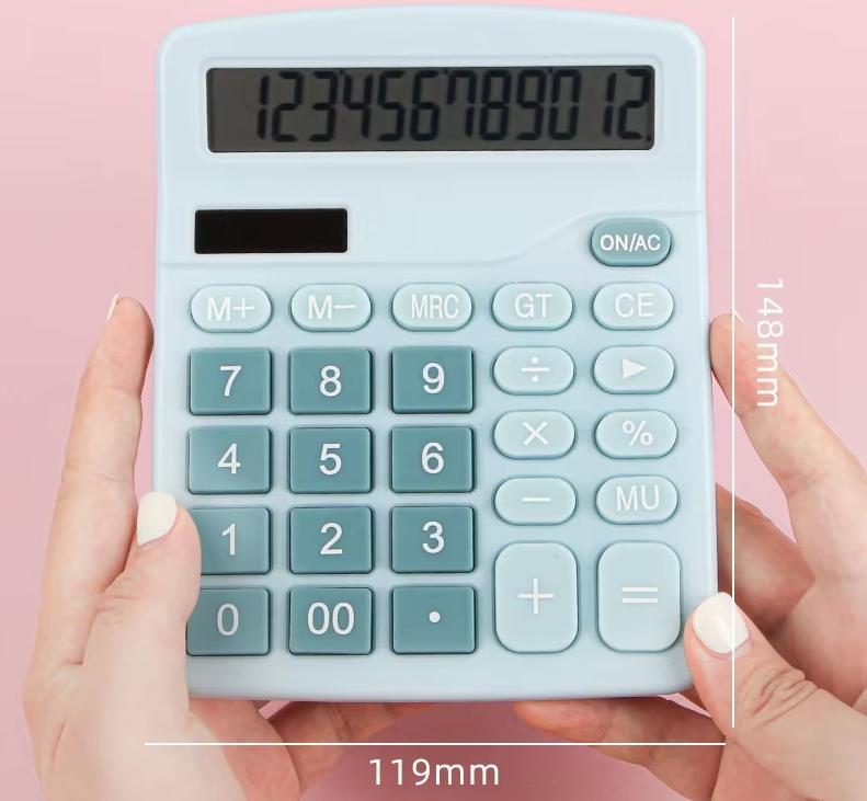 Office Supplies, Solar Powered Calculator, Dual Power Supply, 12 Digit Large Display Screen for Accounting Purposes