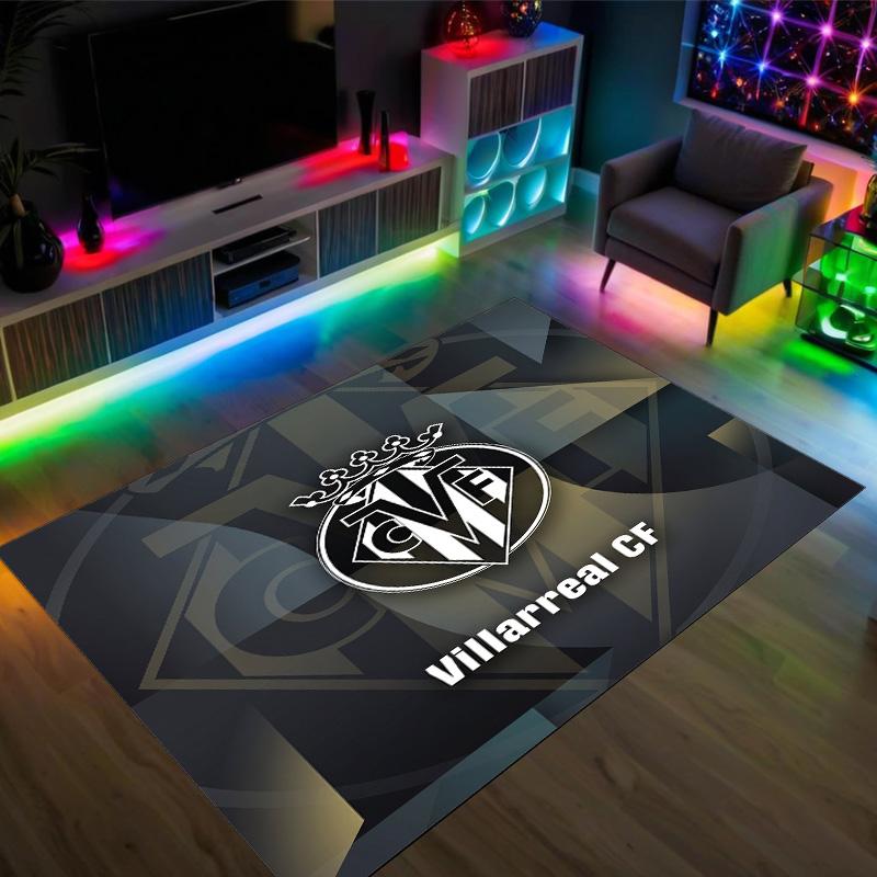 Villarreal FC Design Crystal Velvet Carpet Cozy Non?Slip Printed Rug For Bedroom Living Room Entrance