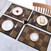 European Style Dense Line Square Bamboo Placemat 30x45cm Anti Scalding and Heat-insulating Bamboo Woven Table Mat
