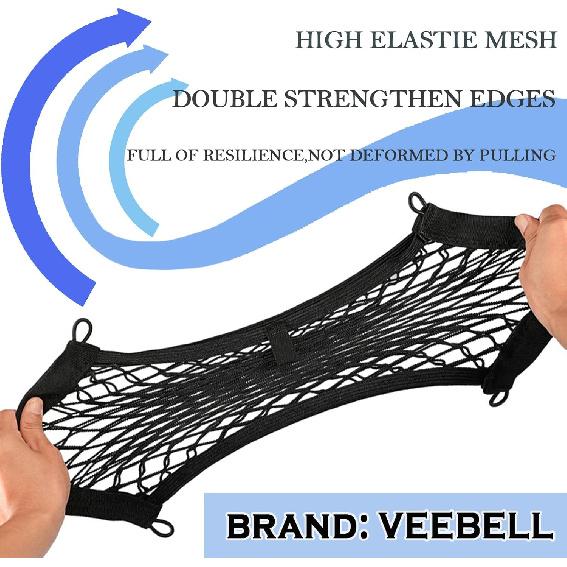 2 Pack Small Cargo Net Pocket Storage Mesh Net Elastic Automotive Cargo Nets Storage Pouch For Car Trunk Net, RV, Boat Storage Mesh Pocket Net With 8