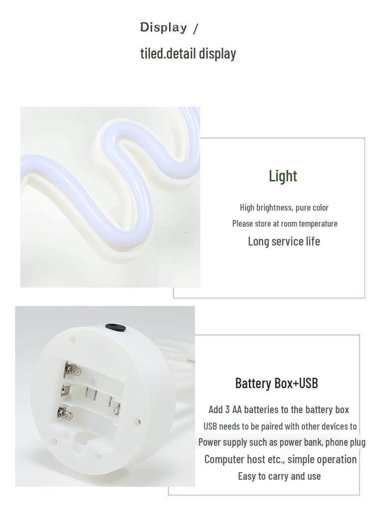 Korean Style Flamingo LED Neon Night Light - Decorative Christmas Fairy Accent with Round Base