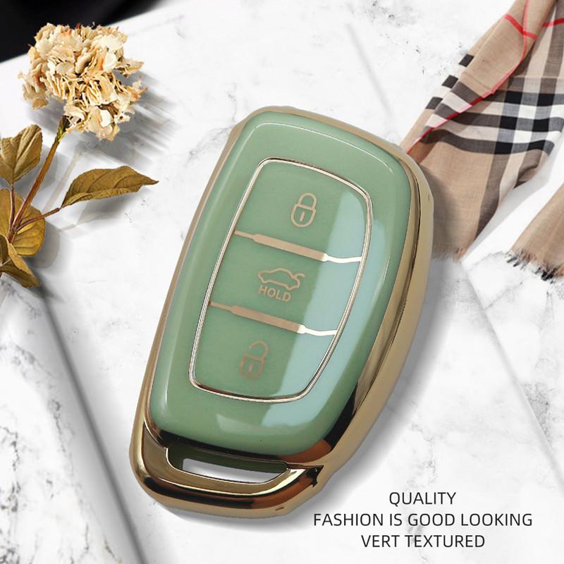 

Роскошный чехол для дистанционного ключа автомобиля с золотым краем, полное покрытие для Hyundai Mistra IX35 IX25 Elantra Tucson Sonata Reina Auto C Only Key Case