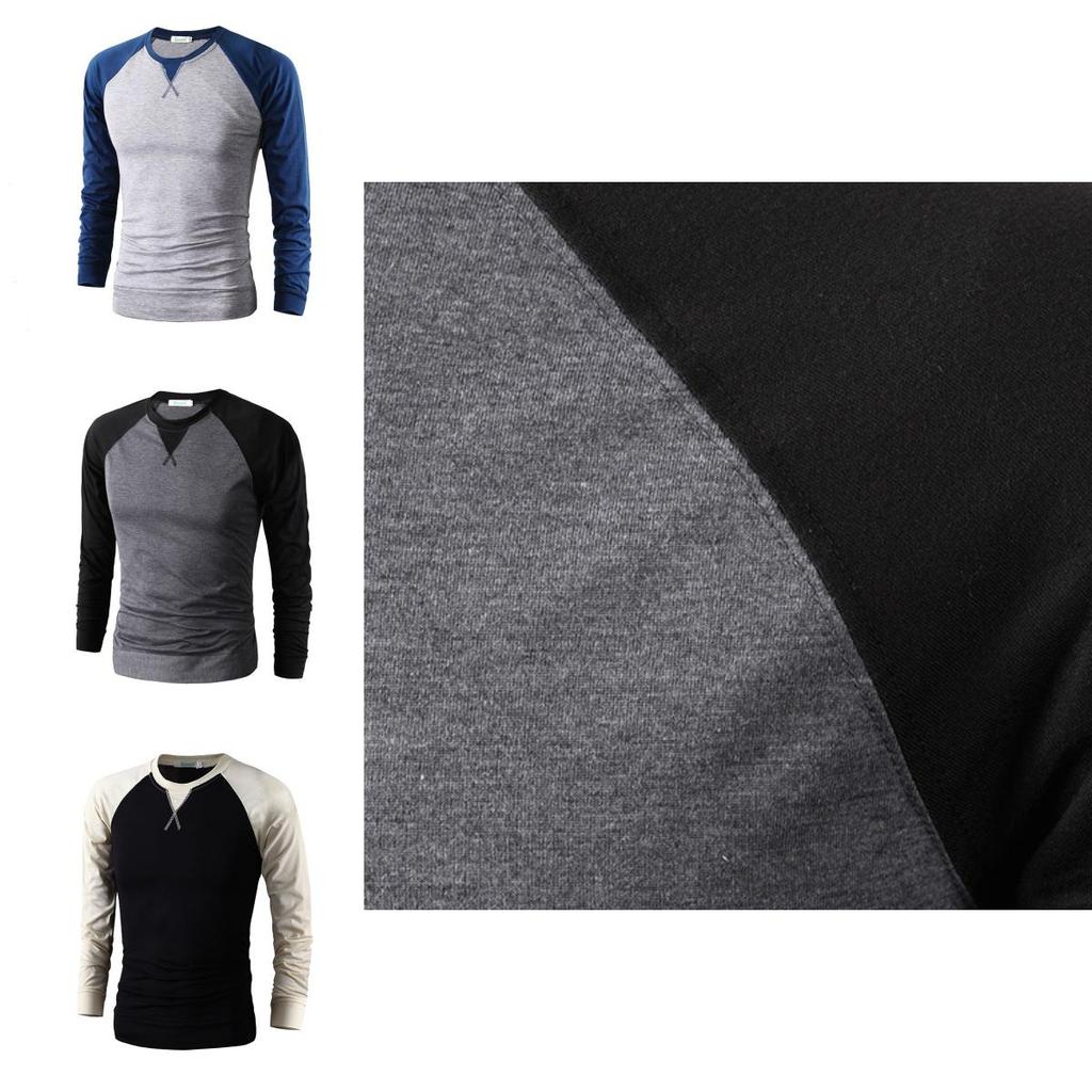 Stylish Men's Slim Fit Crew Neck Long Sleeve Raglan Tee With Classic Appeal
