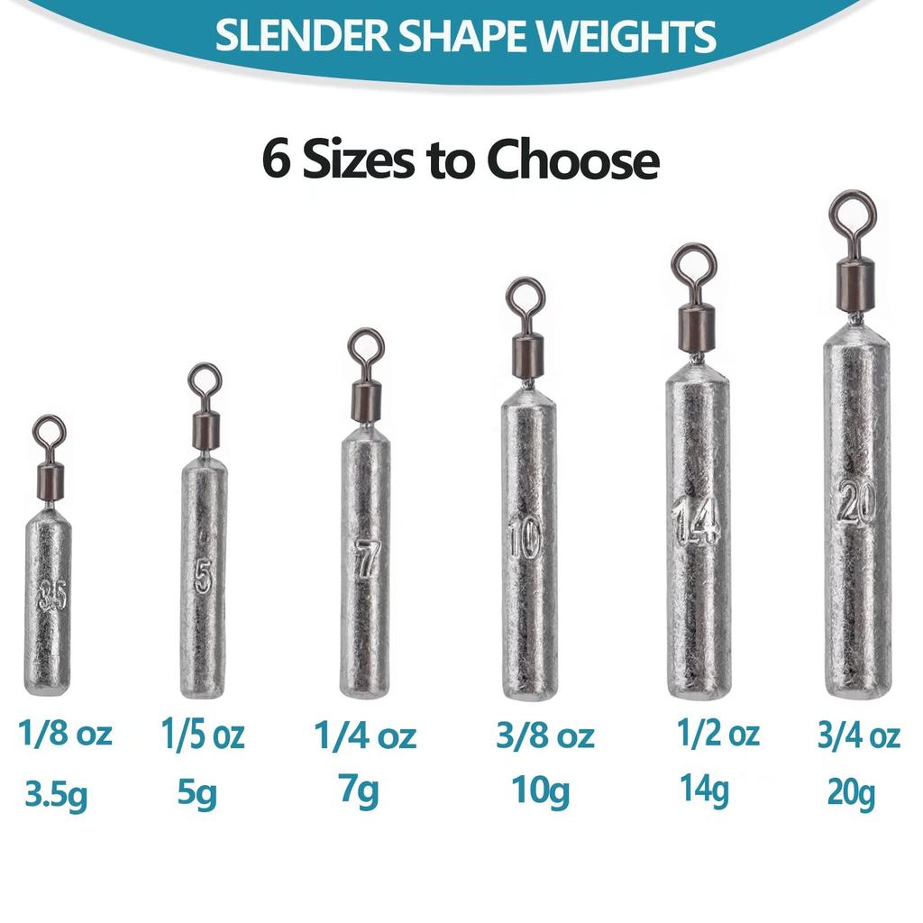 THKFISH Fishing Free Rig Drop Shot Sinker Cover Thin Shape 25-Piece Weight, Sinker, Ring, 14g,