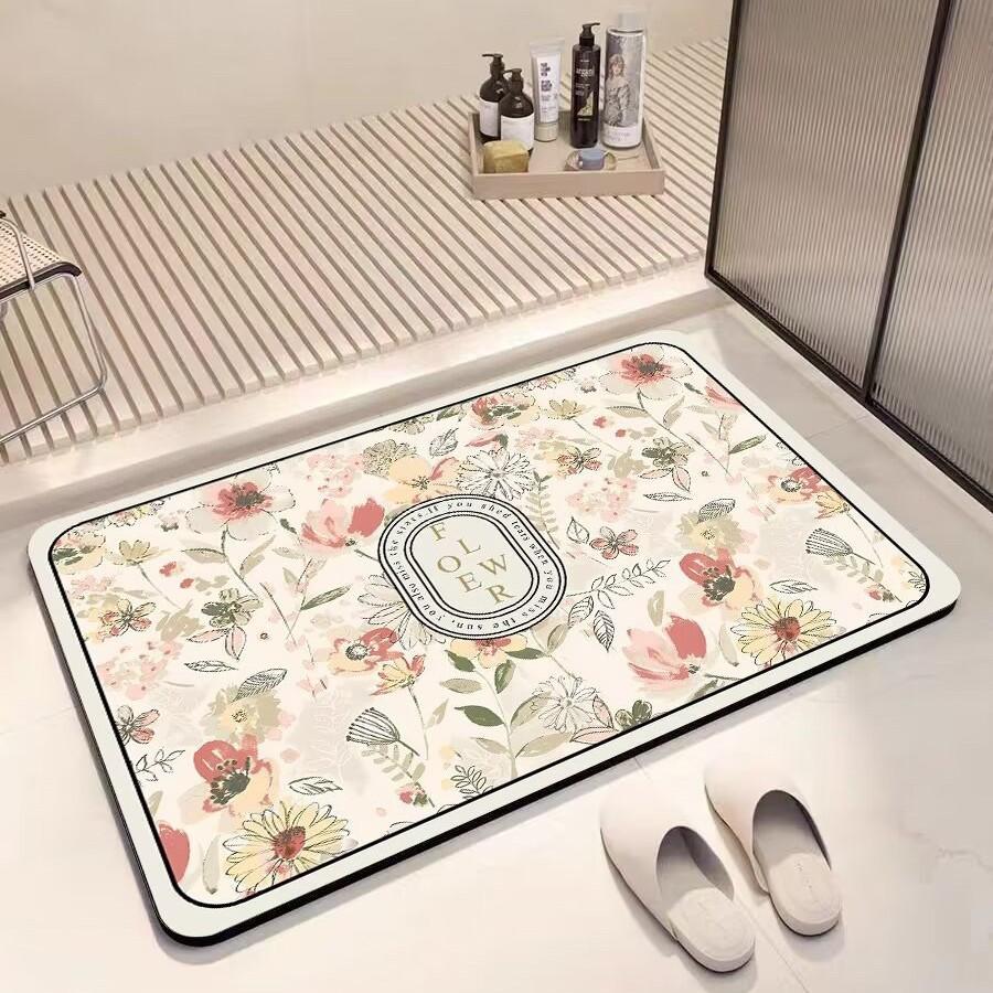 Pastoral 3d Visual Flower Flower Floor Mat Door Dirt-resistant Entrance Door Carpet Diatom Mud Entrance Bathroom Floor Mat