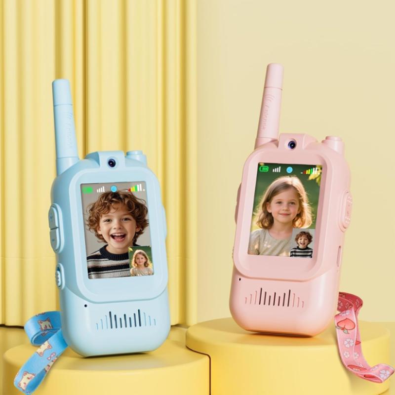 Video Walkie Talkies for Kids 2 Pack Rechargeable Intercom Walkie-talkie Cute 2 Inch Screen One-Click Call For Kids Gifts