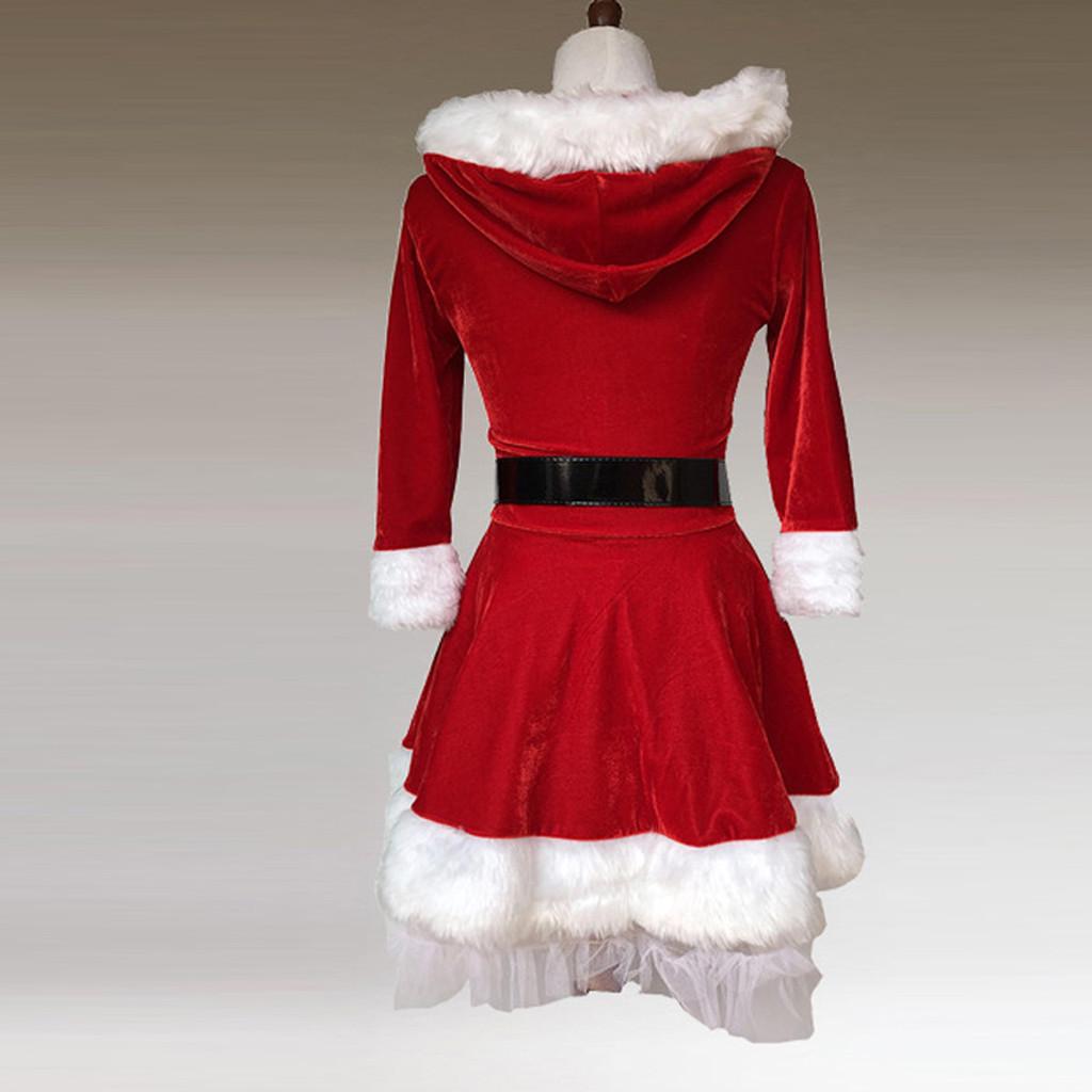 Women's Ball Party Dress Long Sleeves Skirt Solid Christmas Costumes
