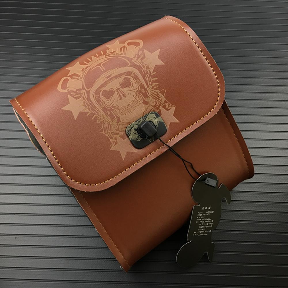 Universal Mini Motorcycle Handlebar Sissy Bar Side Bag PU Leather Tool Bag For Harley Honda Suzuki Kawasaki Yamaha