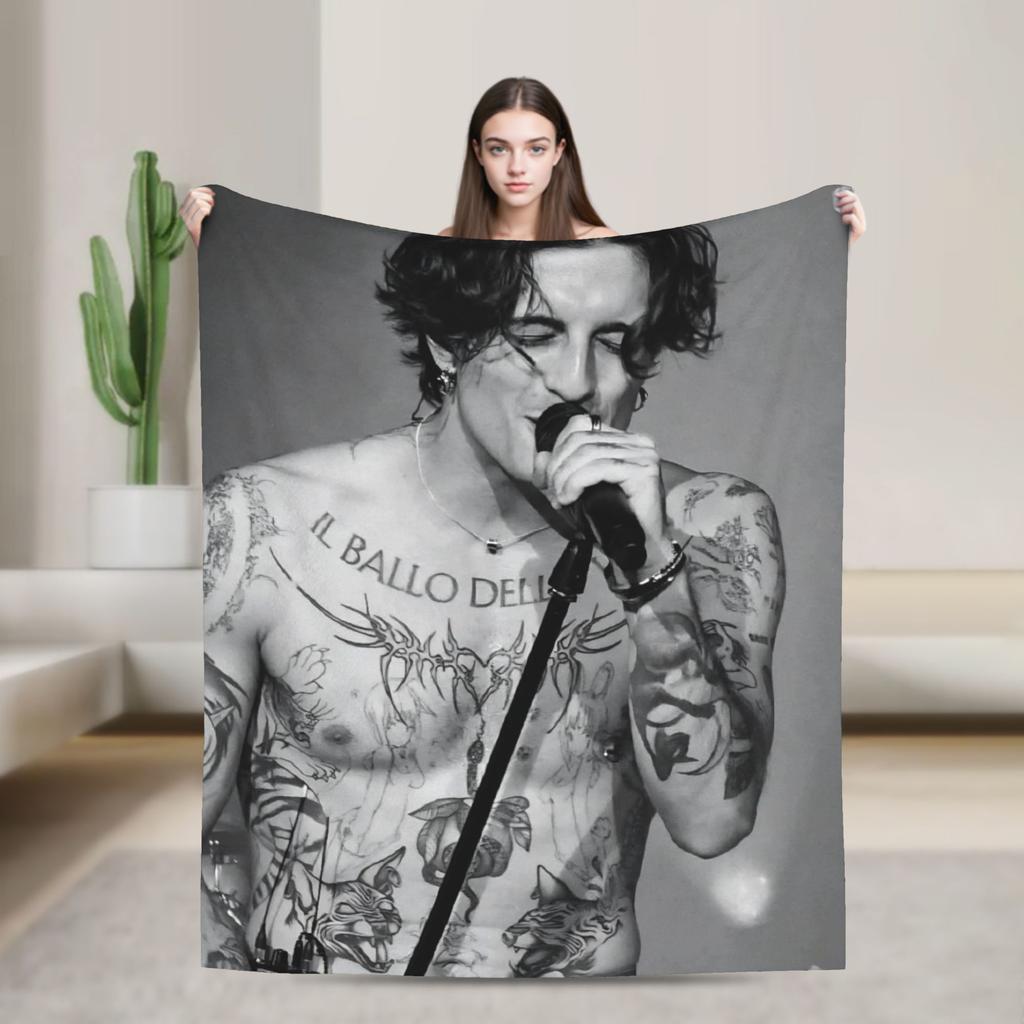 Damiano David Flannel Blankets Autumn Super Soft Throw Blanket for Kids Adult Home Decor Pattern Bedspread Sofa Bed Cover