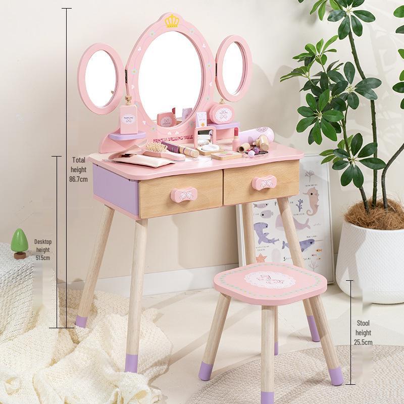 Princess Vanity Table Play Set: Children's Dressing Table and Makeup Toy