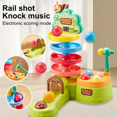 Ball Shoot Track Toy with Scoreboard Balls Hammer Ball Electric Press Launcher with Rolling Ball Slide Educational Toddlers Ball Hitting Shoot Game