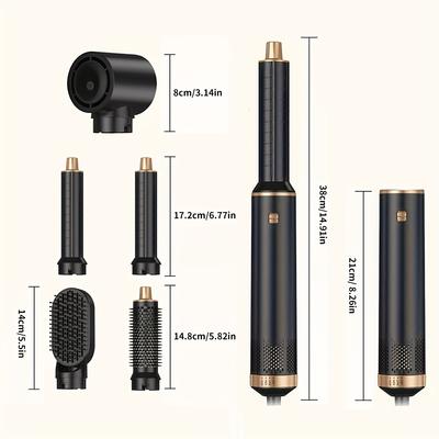 5 In 1 Air Curler Styler: Detachable Brush, Negative Ion Hair Straightener, Volumizer, Blow Dry Brush, and Styling Tool Set for Wet Hair