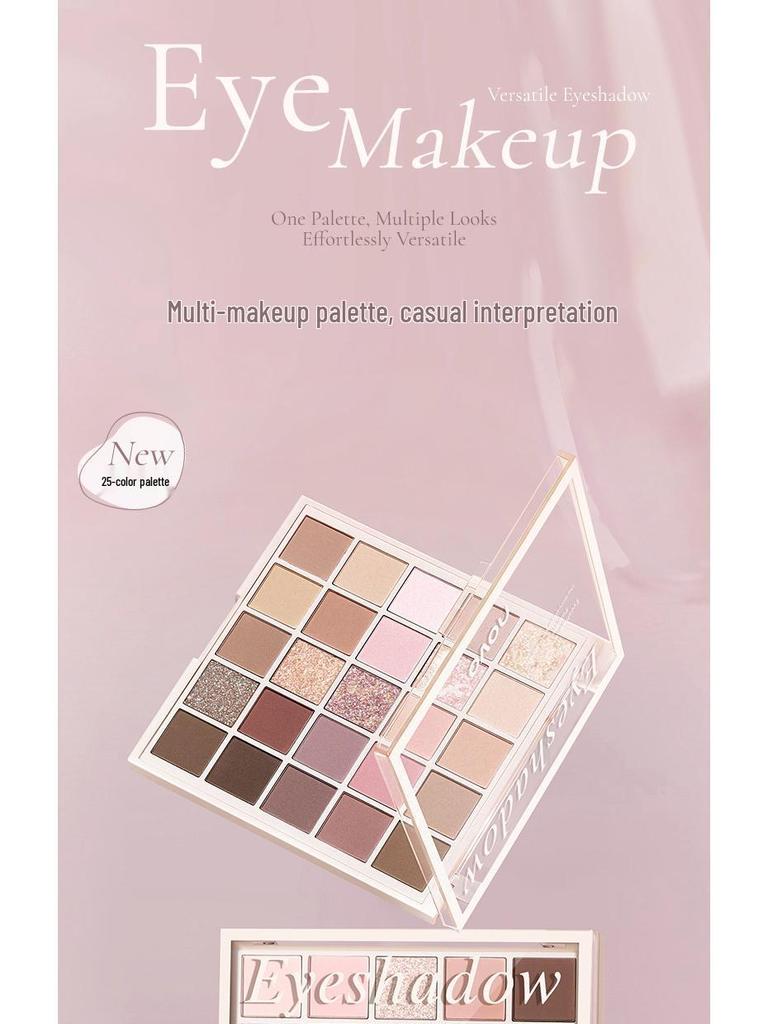 NOVO 25-Color Macaron Eyeshadow Palette: Versatile Earth Tones, Pearlescent Matte, Blush & Contour All-in-One