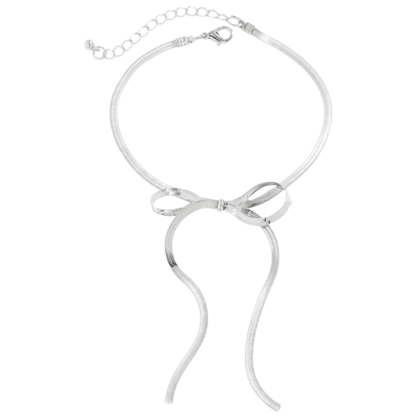 

Красивый бант-браслет на щиколотку, элегантный длинный браслет на щиколотку, регулируемый браслет на щиколотку для женщин серебряный