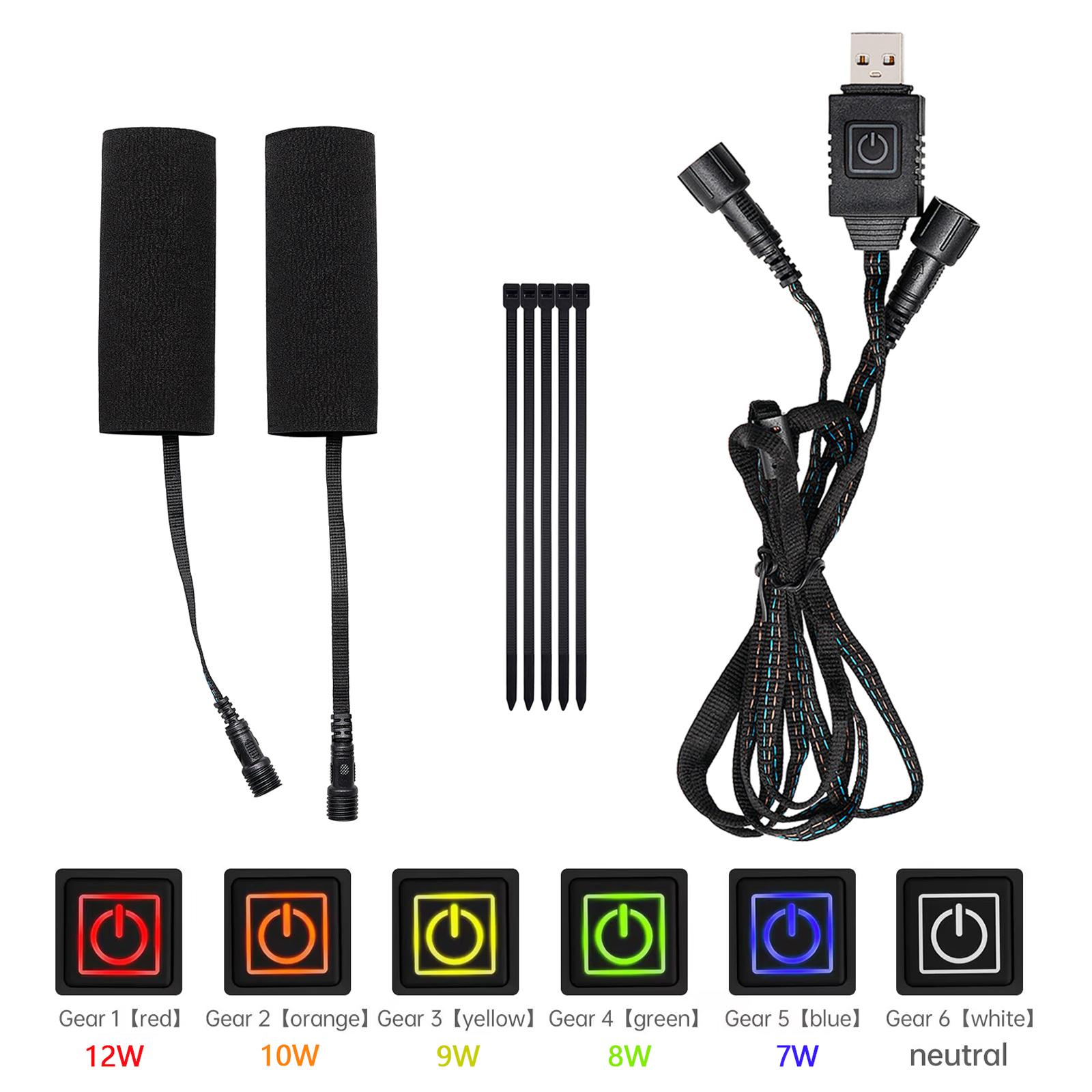 

5V Motorcycle Heated Handgrips USB 6 Gear Warmer Electric Heated Grip Cover Anti Vibration Anti Slip Fast Heating Kits армия зеленый