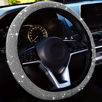 1pc Luxurious Diamond-Patterned Elastic Steering Wheel Cover