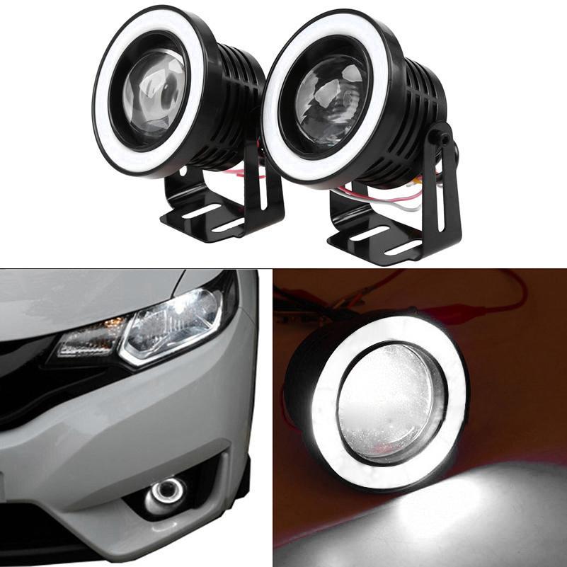 2pcs COB Xenon White LED Angel Eye Fog Lights 30W Truck Lamp