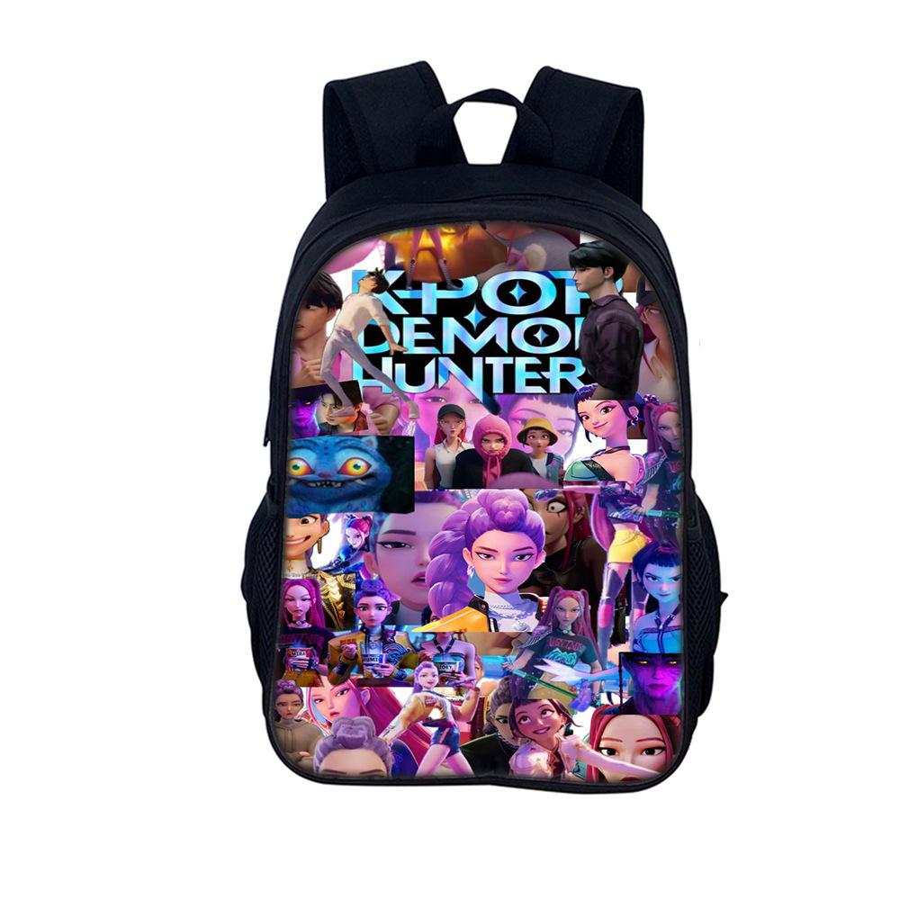 Rucsac cu imprimeu Kpop Huntrix, stil de 16 inch, pentru elevi de școală primară și gimnazială (Grup de fete vrăjitoare)