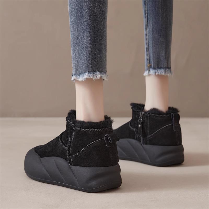 

Fashion snow boots women s winter 2023 new short boots thick-soled velvet warm non-slip bread cotton shoes Korean version 40 чёрный