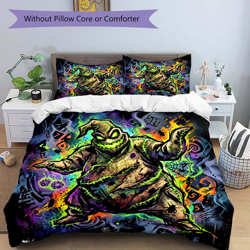 3pcs Duvet Cover Set (1*Duvet Cover + 2*Pillowcase, Without Core), The Nightmare Before Christmas Print Bedding Set, Bedroom Decor, All‑Season, Birthd