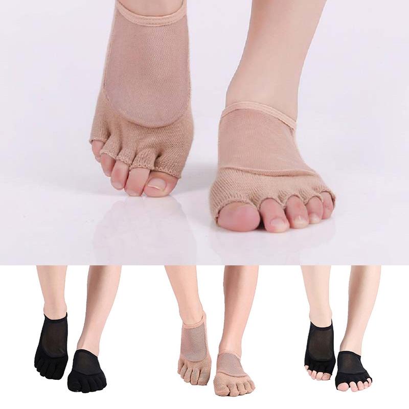 Buy Women Grip Cotton Non Slip Toeless Yoga Pilates Mesh Socks Open Toe Sock LH at affordable