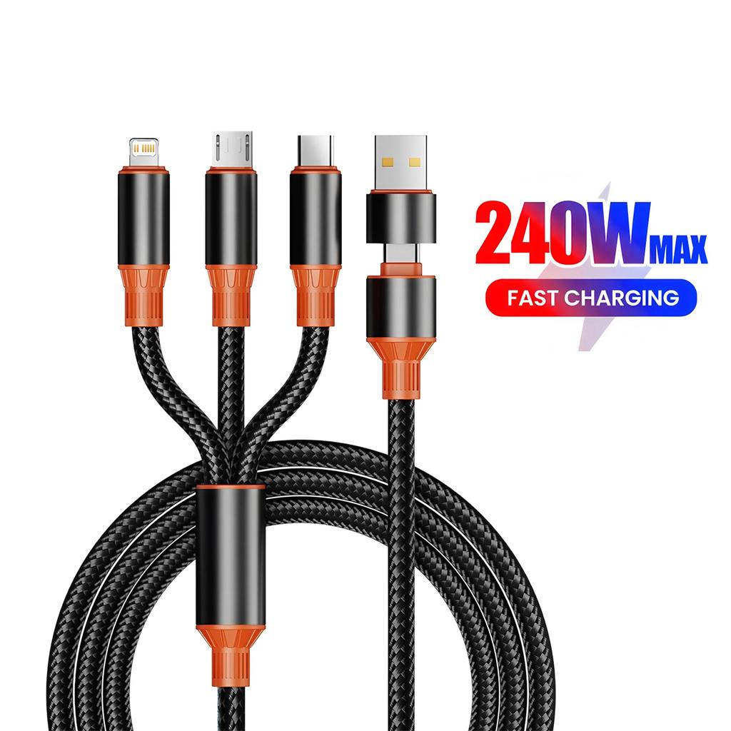 3 in 2 Charging Cable Multi Usb Port Multiple Usb Charging Cord Type C Micro Charger Mobile Phone Wire For iPhone 14 13 12 Xiaom