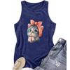 Cat-printed Women's Round-neck Vest for Spring and Summer Casual Sleeveless Top