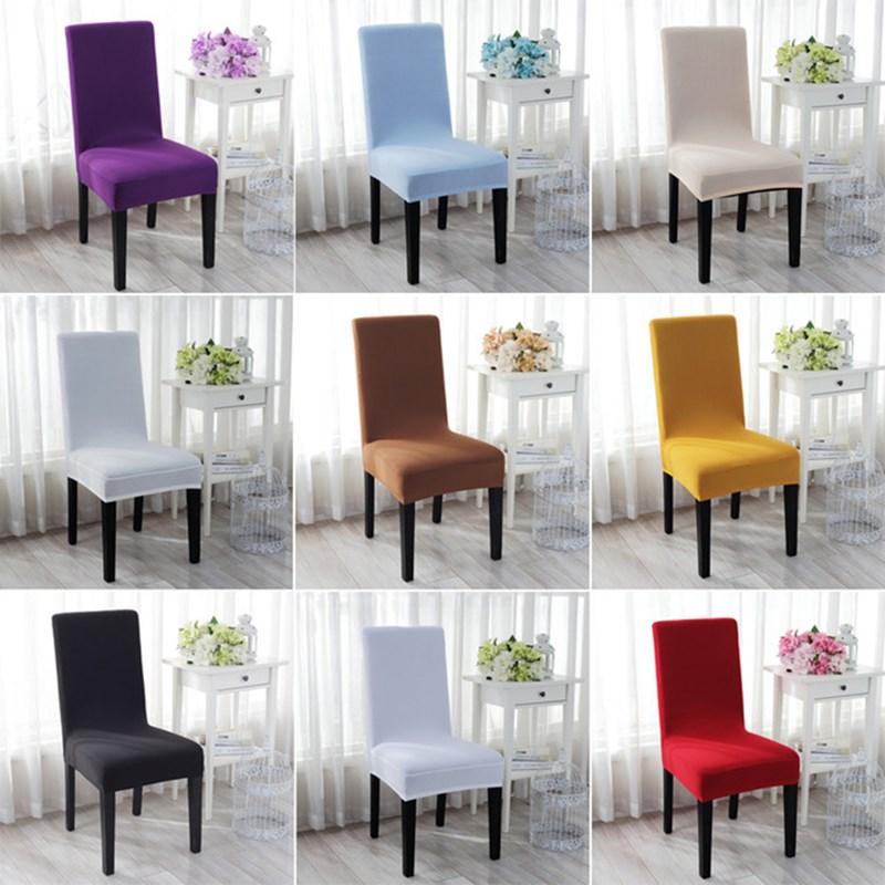 Spandex Pure Color Elastic Chair Cover Stretchable Dining Hall Chair Seat Case Dust Cover for Hotel Restaurant Home Dinner Chair