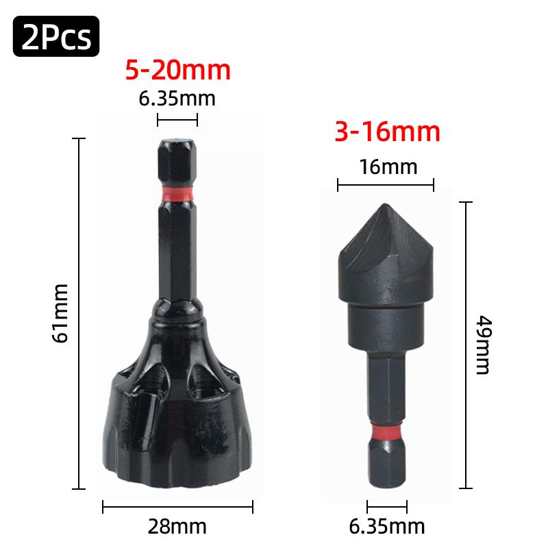 

Инструмент для снятия заусенцев с внешней фаски 5-20 мм + сверло для внутренней зенковки 3-16 мм, инструмент для удаления заусенцев, резьбы, сверления болтов, стержней