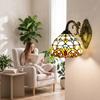 Sconce Lamp with Stained Glass Shade Classic Wall Compact