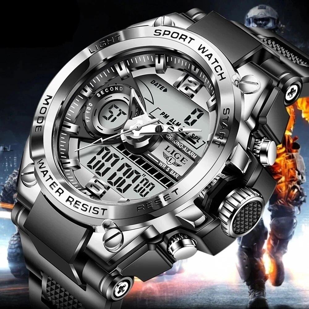 Men Military Watch Digital 50m Waterproof Wristwatch LED Quartz Clock Sport Watch Male Big Watches Men Relogio Masculino