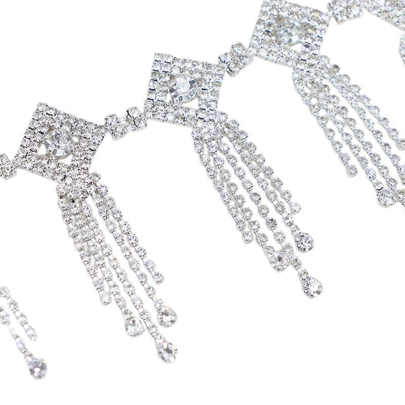 5Yards Rhinestone Chain Trim Fringe Tassel Crystal Shining Accessories DIY Wedding Decoration Gift Bow Shape Rhinestone Ribbon