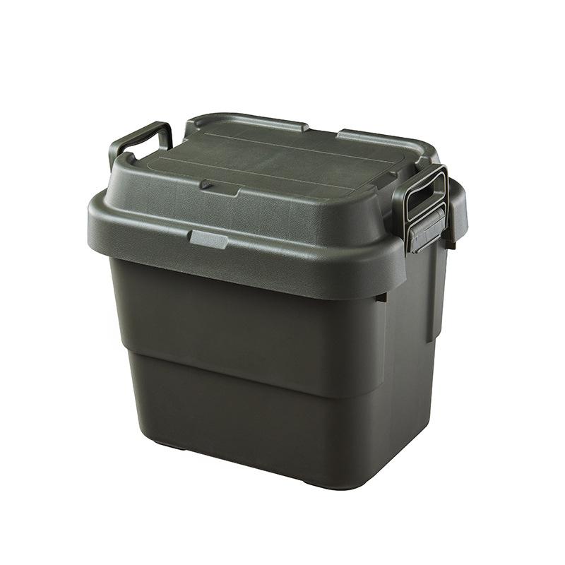 Car Trunk Storage Box 22/30/ 50/70L Large Capacity Thick PP Organizer With Lid Self-Driving Outdoor Camping Travel Cargo Box Army green 22L
