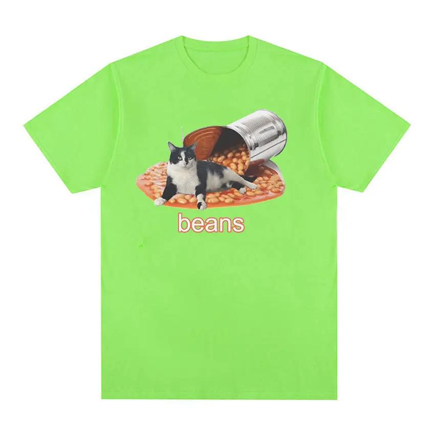 Funny Cat In Bean Can Meme Graphic T-shirt Men's High Quality O Collar Fashion T-shirt Casual 100% Cotton Oversized T-shirt