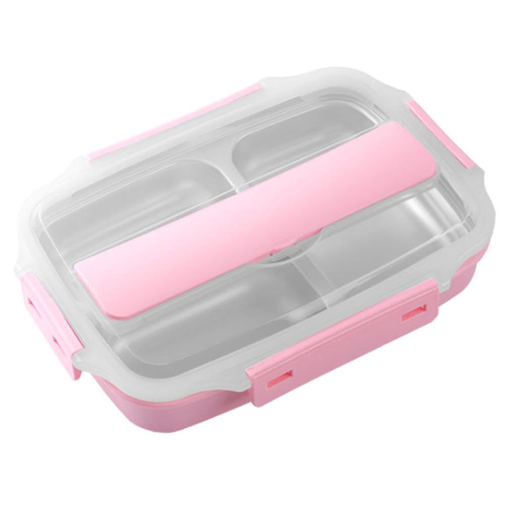 Portable Lunch Box 304 Stainless Steel Leakproof Microwave Heating Divided Food Containers with Spoon Chopsticks