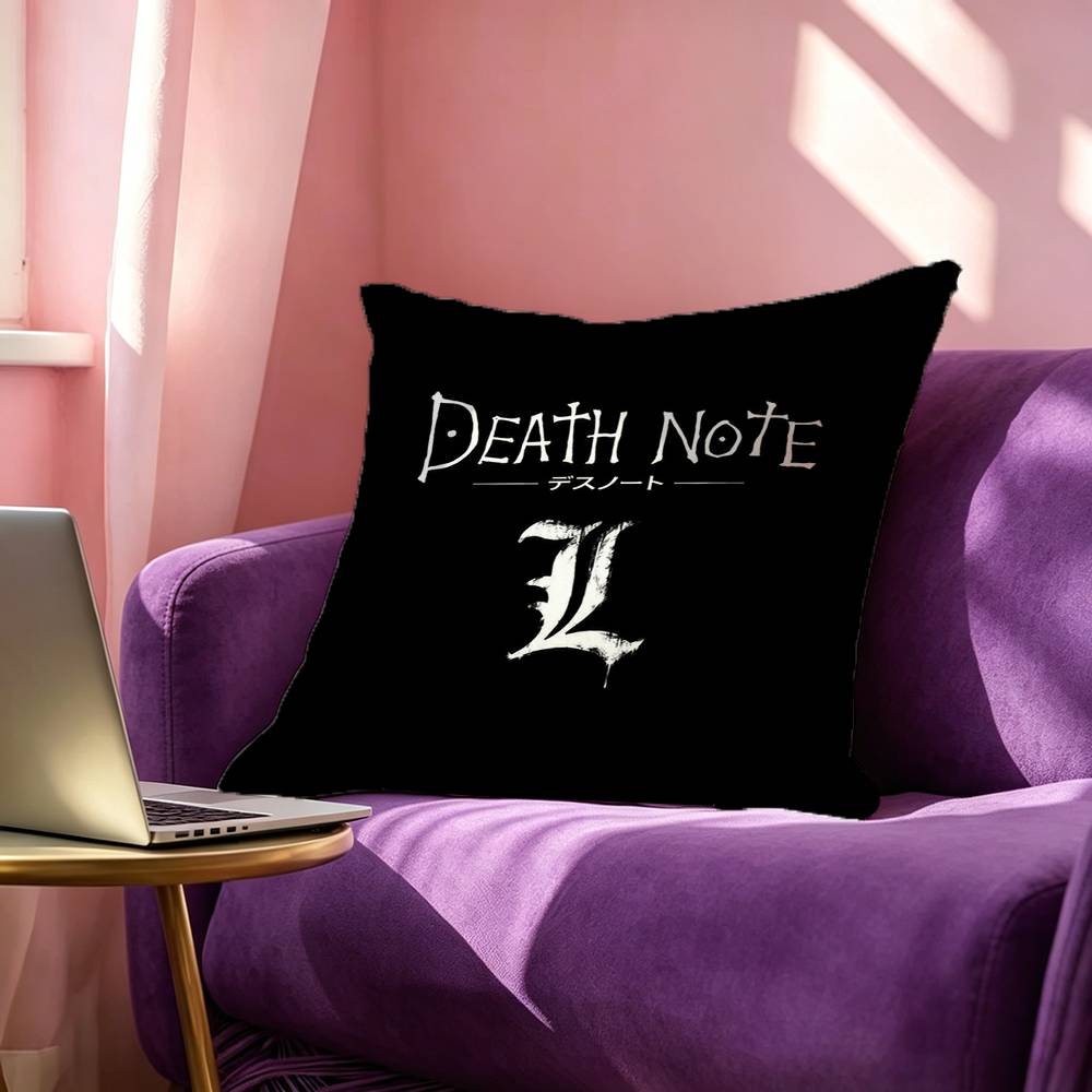 Japanese Anime Death Note Enamel Square DoubleSided Printed Pillow Case Bedroom Bedside Pillow Sofa Cushion Cover