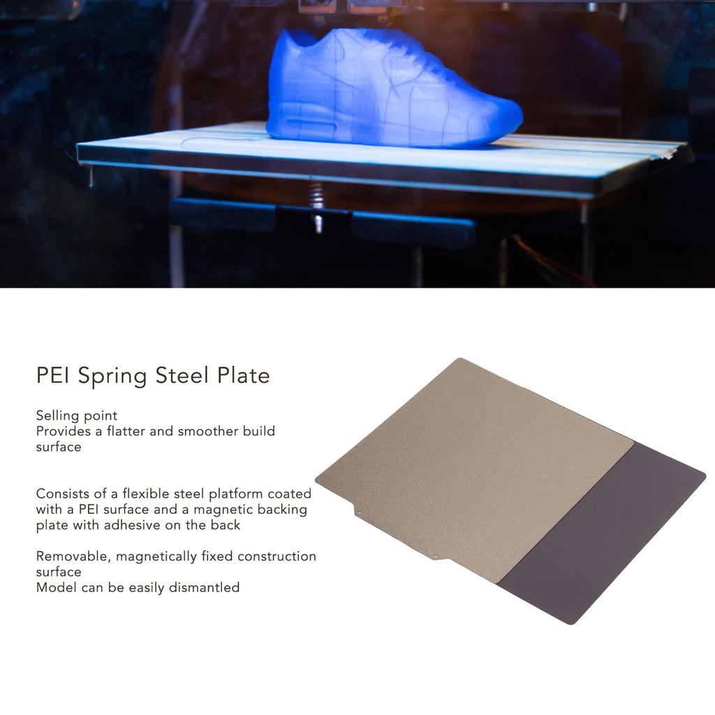 PEI Spring Steel Plate Double Sided Flexible Sheet Spring Steel Platform with Magnetic Base for 3D Printer 220x220mm
