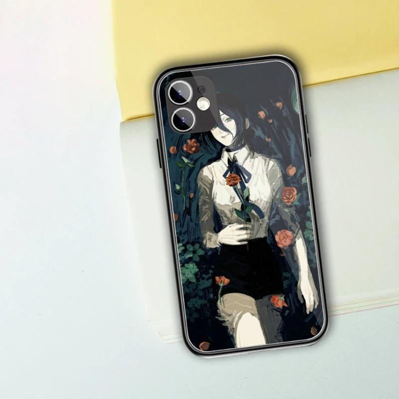 Cartoon Anime Chainsaw Man Phone Case For IPhone 13 12 11 XS X 8 7 6 Plus Mini Pro Max SE 2022 Black PC TPU Glass Phone Cover
