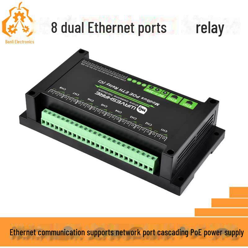 

Industrial RJ45 Ethernet to 8-Relay Modbus PoE Module