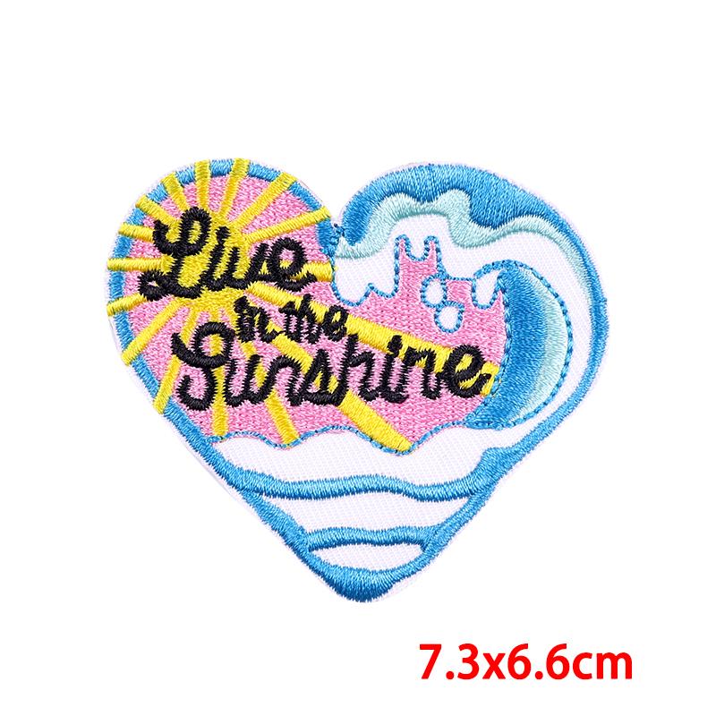 Mountain Adventure Outdoor Scenery Embroidery Patches Iron On Patches Diy Sun Waves Patch Backpack Jackets Sew Embroidered Badge 