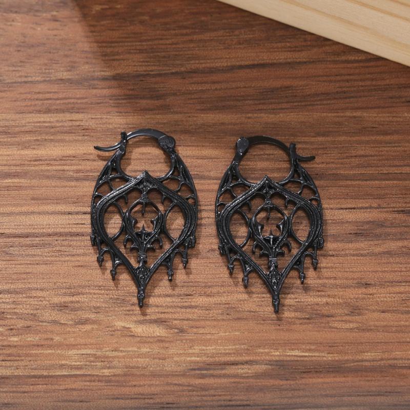 Retro National Style Metal Hollow Pendant Earrings For Women Bohemian Carved Court Earrings Wedding Party Jewelry Gift
